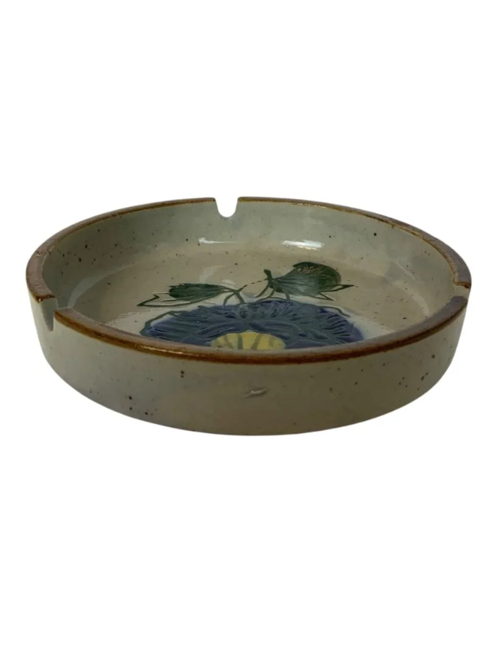 Vintage Otagiri Ceramic Ashtray Floral Design Speckled Glaze Japan